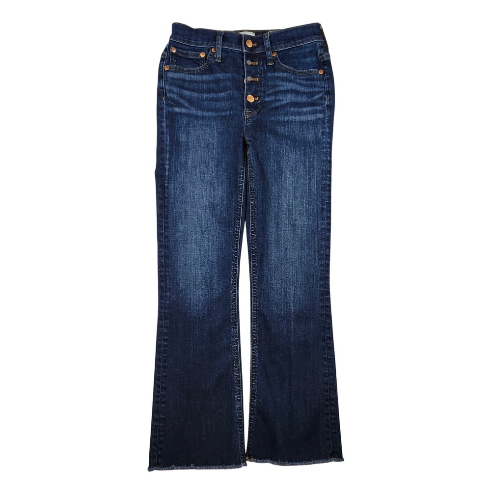 J.Crew Billie Demi Boot Crop Jeans Womens 24 Dark Wash Excellent Button 9" Rise
